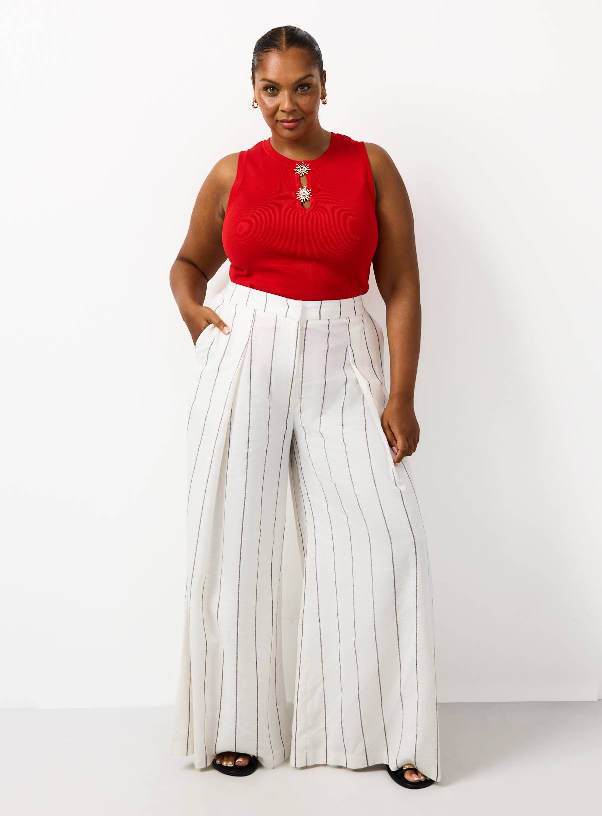 Berry Red Sun Button Detail Vest 14 - Image 3
